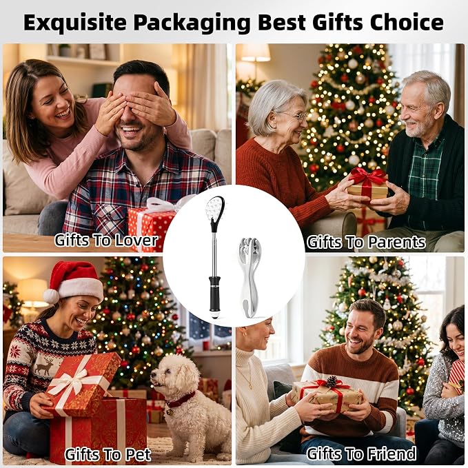 WOVTE Extendable Back Scratcher and Finger Massager Roller Combo – 23.5" Back Scratcher for Men Women with Dual Heads & Silicone Finger Massager for Arthritis, Hand Pain Relief – Gifts for Men Women