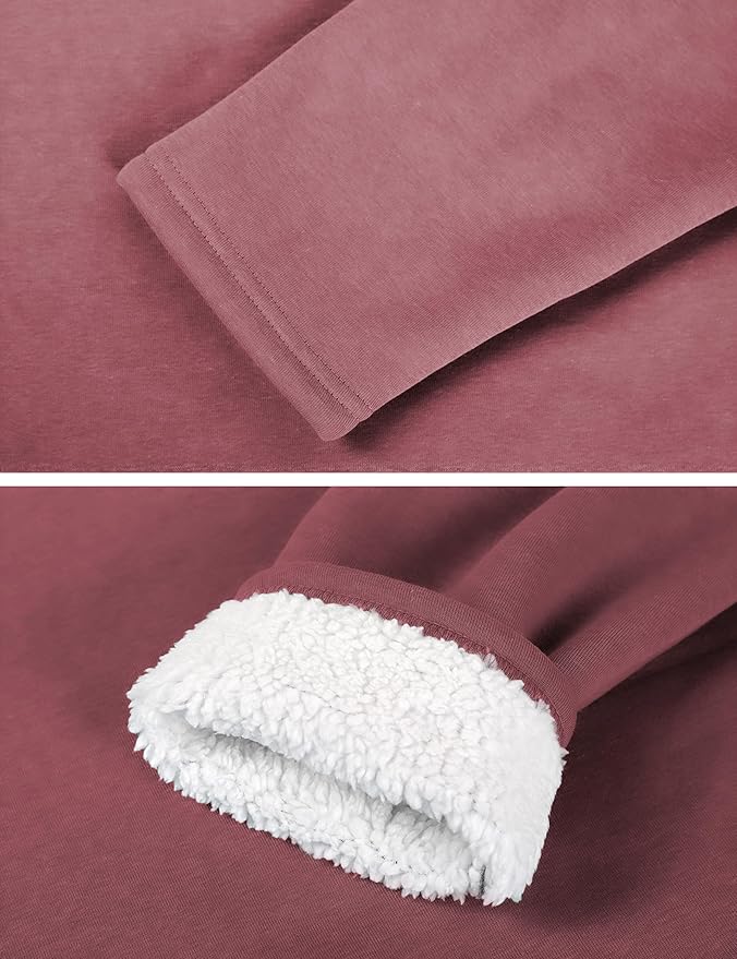 Yeokou Women Warm Sherpa Lined Fleece Crewneck Sport Sweatshirt Pullover Loungewear