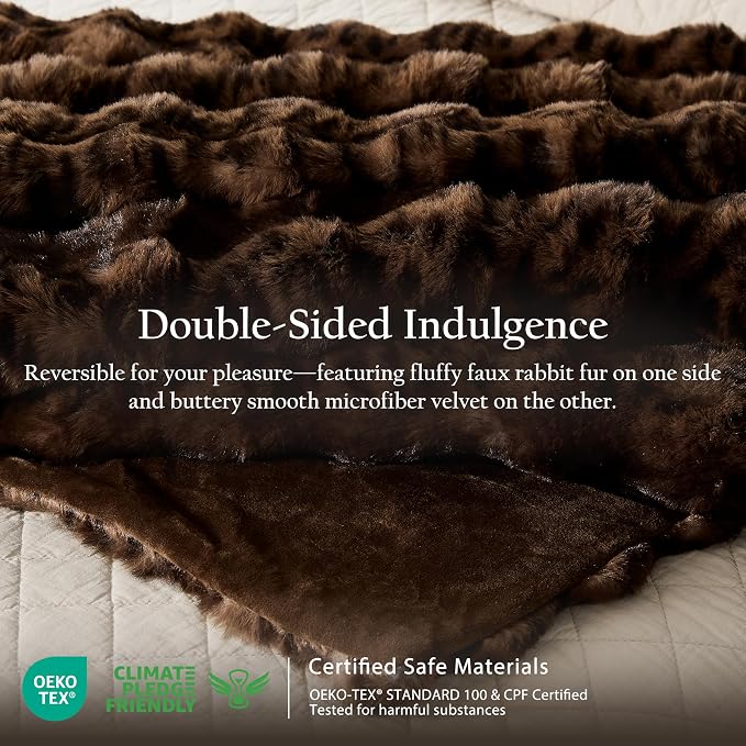 WDCOZY Cheetah Leopard Print Bubble Throw Blanket, Luxury Faux Rabbit Fur Mink Plush Throw for Couch, Sofa and Bed, Soft Fluffy Fuzzy Cozy Blanket for Women, 50x60 inches, Chocolate Brown, 950 GSM