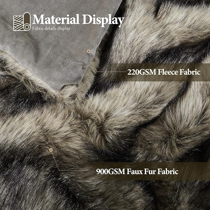 Luxury 1000GSM Faux Fur Throw Blanket, Super Thick Warm Cozy Grey Blankets for Couch Bed Sofa, Plush Fuzzy Elegant Soft Reversible Mink Blanket for Living Room Bedroom, 60 * 80,Grey