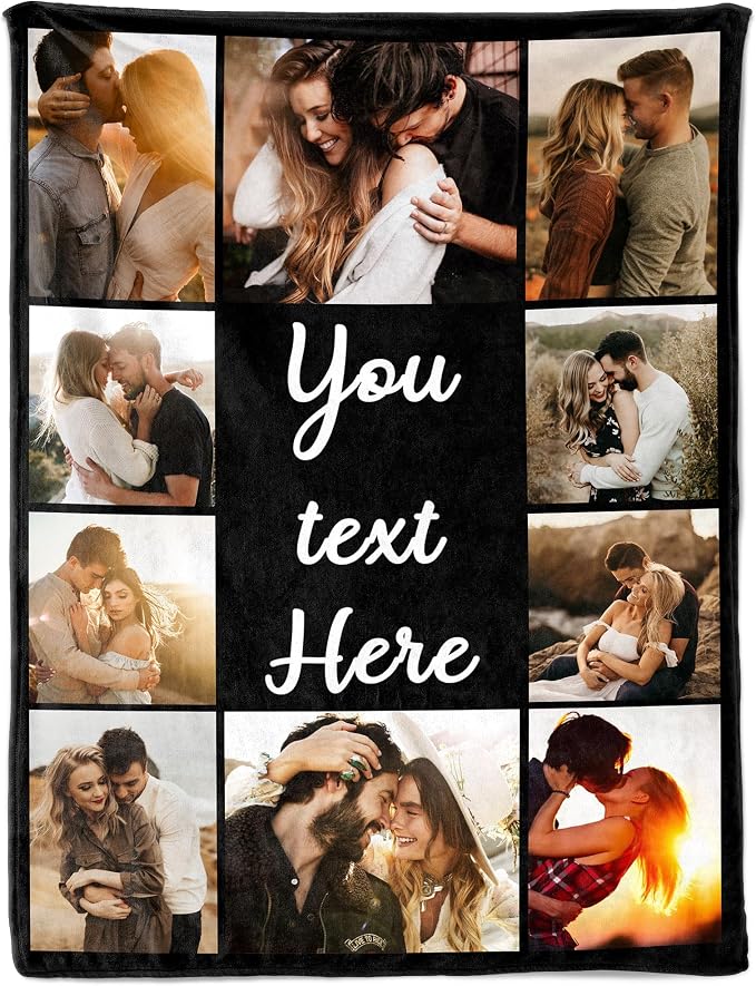 Ship Next Day, Custom Blanket with Picture Customized Photo Blankets Customize, Customizable Blanket, Personalized Christmas Funny Gifts for Couple, Girlfriend, Boyfriend, Mom, Dad, Wife, Husband