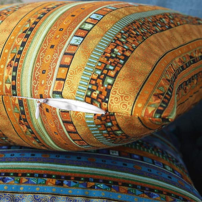 TAOSON Red Stripe Bohemian Style Antique Cotton Blend Linen Sofa Throw Pillowcase Cushion Cover Pillow Cover with Hidden Zipper Closure Only Cover No Insert 20x20 Inch 50x50cm
