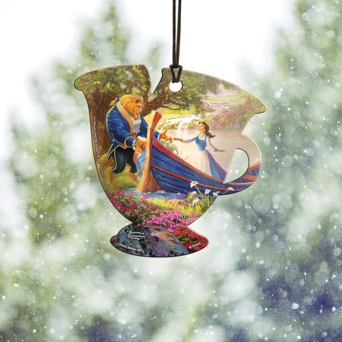 Disney - Beauty and The Beast II - Picnic - Thomas Kinkade - Chip Teacup Shaped Hanging Acrylic Print Accessory ACPTEACUP280