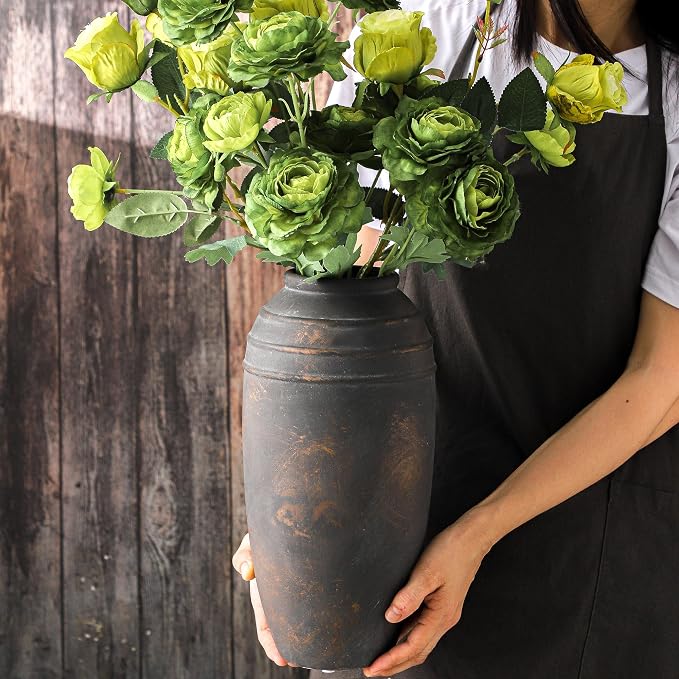 Large Ceramic Flower Vase,12.87 Inch Tall Vase for Home Decor | Farmhouse Decorative Vase for Living Room, Shelf, Entryway,Office,Tabletop Styling,Centerpieces,Housewarming Gifts