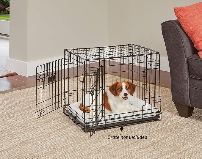 MidWest Homes for Pets QuietTime Dog Bed - White Fleece Bolster, Ultra-Soft and Machine Washable, Fits 24-Inch Crates and Carriers, for Small Breed Dogs