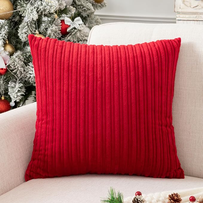 UGASA Velvet Soft Soild Christmas Decorative Pillow Covers for Livingroom/Couch, 16"x16"(40x40cm), 2 Pcs, Burgundy