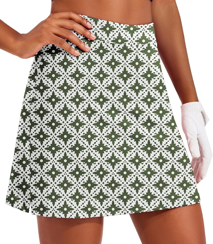 Ekouaer 16" Skorts for Women with Pockets Golf Pickleball Tennis Skirt | Silicone Grippers,2 Inner Pockets,Wide Waist,Side Slit Hem,Breathable,Soft,Lightweight