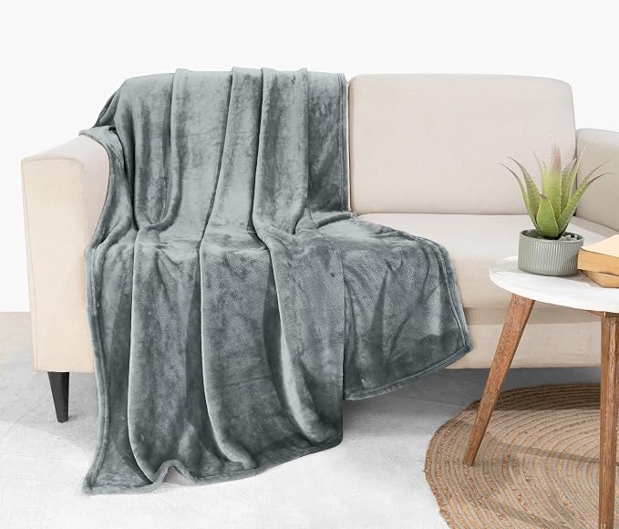 Utopia Bedding Soft Fleece Bed Blanket Throw Size Ash Grey (50x60 Inch) | Microfiber Plush Warm Lightweight Breathable Cozy Blanket Anti-Static, All Season Use, Gift for Women and Men