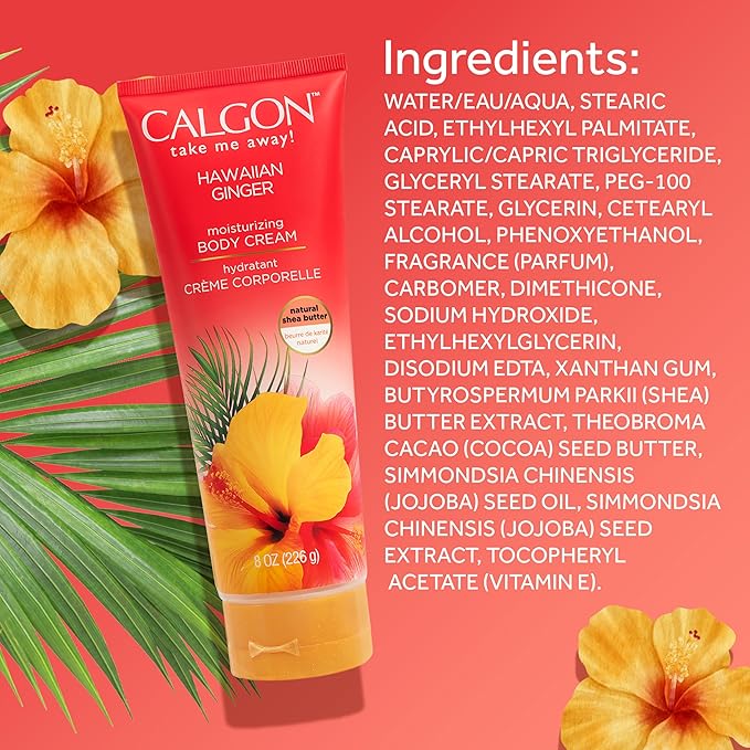 Calgon Hawaiian Ginger Skin Nourishing Body Cream for Women, 8 Ounce
