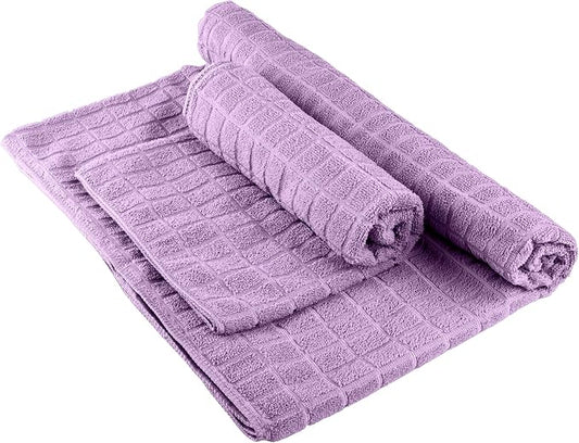 Yoga Mat Towel and Gym Towel Set - 2-Piece Non Slip Set for Hot Yoga, Pilates, and Gym - 72” x 24” Sweat Absorbent and Quick Drying Blanket with Corner Pockets for Mats by Wakeman (Violet)