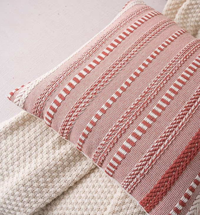 Cethom Boho Lumbar Pillow Covers 14x36 Long, Farmhouse Decorative Couch Pillow Cases, Rust Accent Pillows of Bed, Sofa Bedroom Living Room Home Decor Cushion Cover, Pack of 1