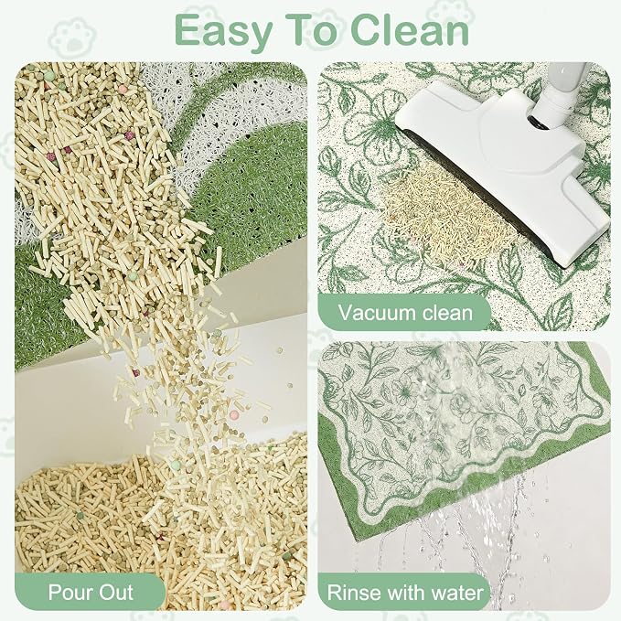 Glittme Cat Litter Mat, 24"x15" Non-Slip Washable Trapping Mat for Cats | Litter Trapping Mat With Thick PVC Coil To Catch Scatter, Soft On Paws And Waterproof Bottom To Protect Floors