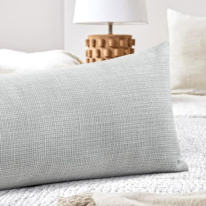 OTOSTAR Linen Throw Pillow Cover Set of 1 Decorative Long Lumbar Pillowcase Rectangle Cushion Cover 14x36 Inch for Home Decor Sofa Bedroom Car 35 x 90CM Light Grey
