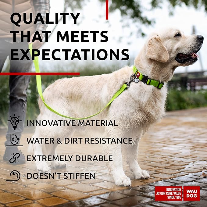 WAUDOG Waterproof Dog Collar Airtag Holder QR Tag Small Medium Large Dogs | Water and Dirt Resistant, Quick Dry QR Pet Tag Adjustable Durable Comfort for Male and Female Dogs Outdoor Walking Training