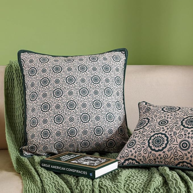 patdrea Vintage Linen Throw Pillow Cover,18"x18",Set of 2-Palladin B | Elegant Decorative Pillow Case,Orange Citrus Fruit Print,Pillow Cover for Couch Living Room Bedroom Sofa