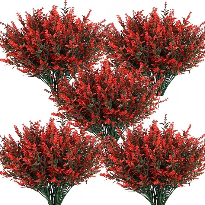 RECUTMS Spring Fall Decoration, Artificial Fake Outdoor Plants Flowers 36Pc | Faux Fall Orange Flowers for Planter UV Resistant Plastic Greenery for Outside Porch Home Patio Garden Window Box Decoration