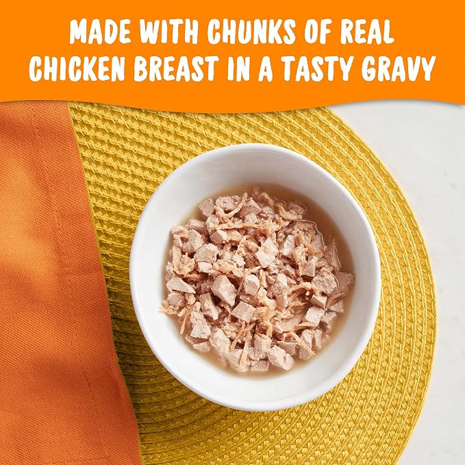 Meow Mix Chunks in Gravy, Wet Cat Food with Real Chicken Breast, 12 Cups