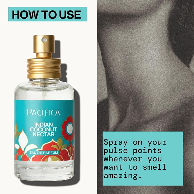 Pacifica Indian Coconut Nectar Perfume Spray – Tropical Vanilla & Coconut Fragrance, Layerable Beachy Perfume for Women, Clean, Non-Toxic, Vegan & Cruelty-Free Formula, All-Day Long Lasting