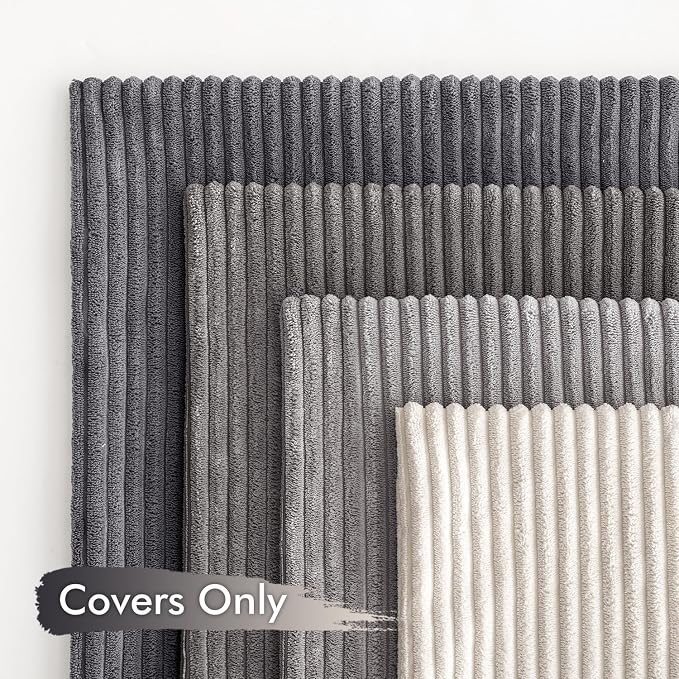 MIULEE Soft Corduroy Decorative Throw Pillow Covers Neutral Grey 20x20 | Set of 4, Mordern Minimalist Decor, Layered Gray Collection, Boho Farmhouse Cushion Covers for Couch Bed Sofa Living Room