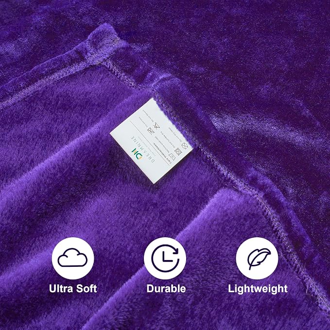DREAMNINE Extra Large Soft Comfy Fluffy Fleece Bed Blanket Full Size 80" x 90", Luxury Huge Decorative Fuzzy Blanket for Bedroom, Big Cozy Shaggy Warm Flannel Blankets for Winter Autumn Pet, Purple