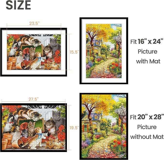 upsimples 20x28 Picture Frame, Gallery Wall Frames Set of 5, Black | Poster Frame Collage Wall Decor, 16x24 Picture Frame with Mat for Family, Puzzle, Hallway, Christmas