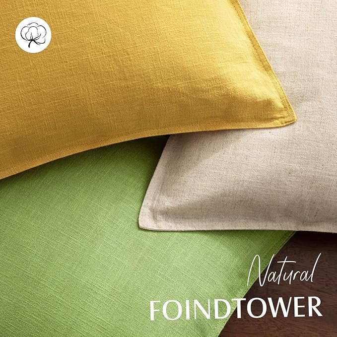 Foindtower Pack of 2, Decorative Linen Solid Throw Pillow Covers Soft Accent Euro Cushion Case Farmhouse Neutral Pillowcase for Chair Couch Sofa Bed Living Room Home Decor 20 x 20 Inch Ginger Yellow