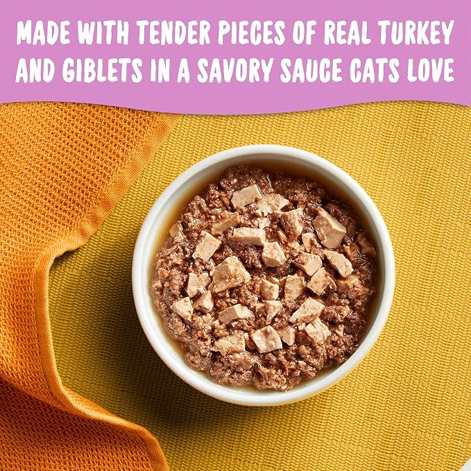 Meow Mix Tenders in Sauce, Wet Food with Real Turkey & Giblets, 12 Cups