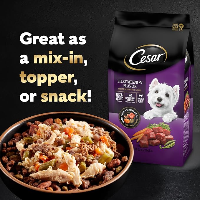 Cesar Simply Crafted Dog Food Toppers, Chicken Variety, 1.3 oz, 8 Count | Real chicken #1 ingredient, 5 key ingredients or less, fresh vegetables, slow-cooked, easy to digest, single-serve tubs