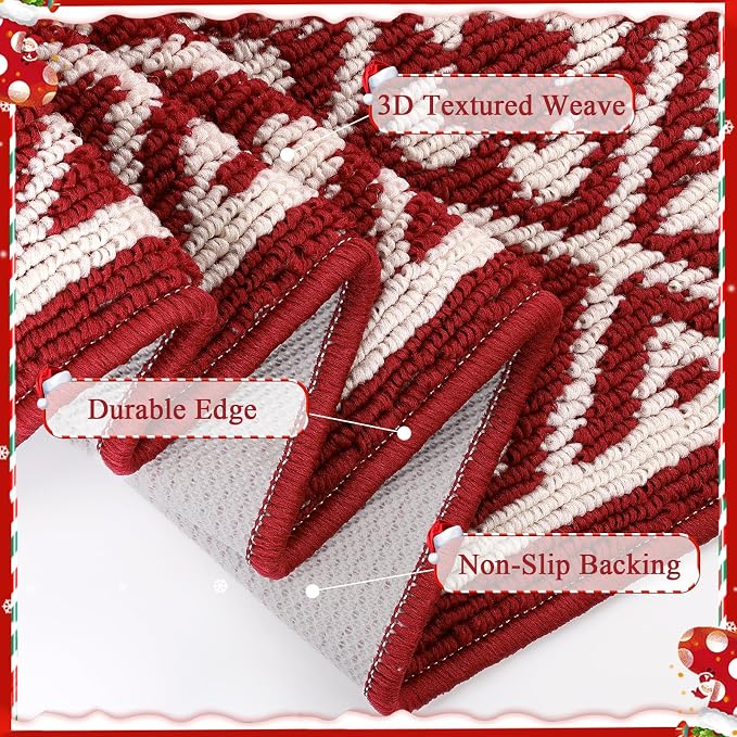 Ileading Christmas Hallway Runner Rug 2x6ft, Durable Xmas Welcome Indoor Doormat Mat Non Slip Kitchen Floor Mats with Rubber Backing, Machine Washable Red Winter Holiday Decor Entryway Carpet