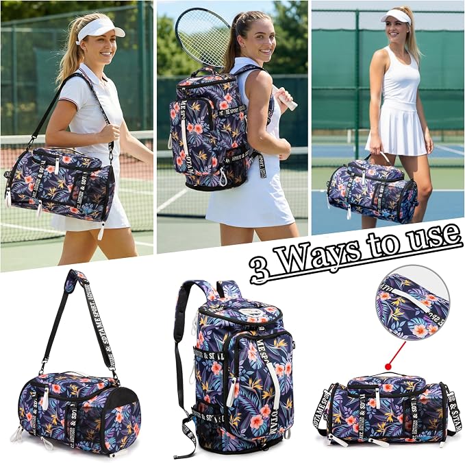 Gym Duffle Bag Backpack with Shoe Compartment,4 ways Travel Backpack for Women and Men,Multi-Functional Weekender bag with Waterproof Layer&Laptop Compartment for Fitness, Travel,Camping