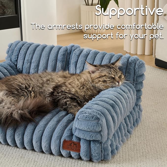Hollypet Small Dog Large Cat Bed Puppy Couch Beds for Pets up to 25 lbs | Fluffy Dog Cat Couch Plush Soft Warming Pets Beds with Machine Washable Cover and Non-Slip Bottom