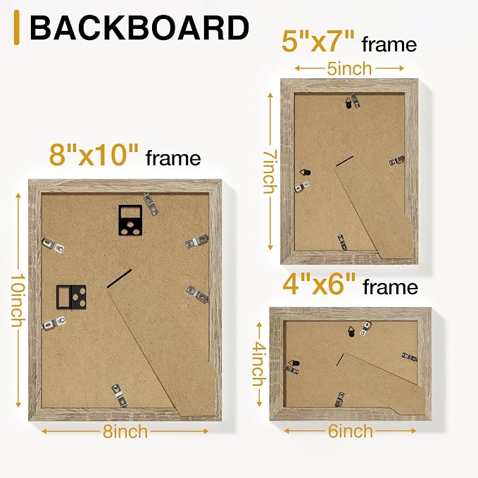 Vittanly 15 Pack Picture Frames Collage Wall Decor, Wall/Tabletop Display | Light Wood, Multi-Size Gallery Wall Frame Set: 3pcs 8x10, 6pcs 5x7, 6pcs 4x6. Picture Frame Set for Family