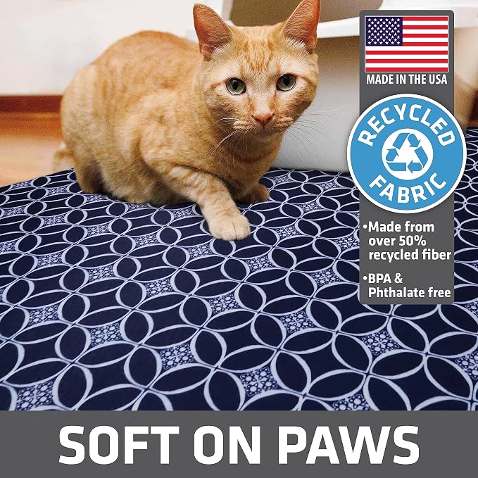 Drymate Cat Litter Box Mat, Litter Trapping Mat, Indigo, 29x36 XL | Waterproof, Urine-Proof, Absorbent, Machine Washable, Soft on Paws, Contains Mess, Protects Floors, Kitten Supplies, USA Made