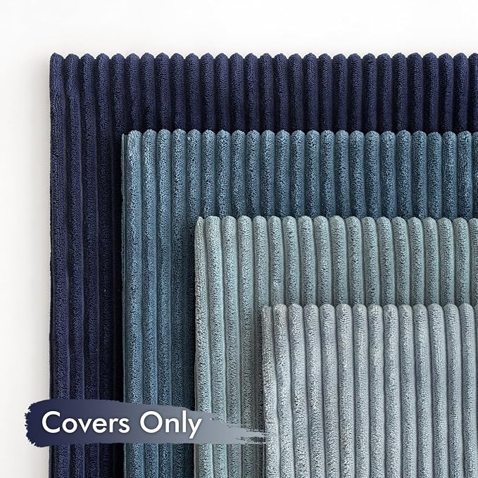 MIULEE Soft Corduroy Decorative Throw Pillow Covers Blue Navy Series 18x18 | Set of 4, Modern Nordic Coastal Decor, Classic Blue Palette, Boho Farmhouse Cushion Covers for Couch Bed Sofa Living Room