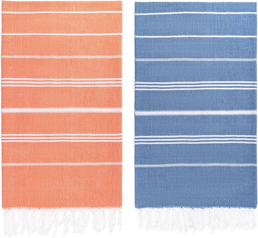 Aegero 2 Packs Turkish Beach Towel, 36"x71" Quick Dry Sand Free Oversized Bath Pool Swim Towel, Lightweight Travel Turkish Towels Vacation Essentials