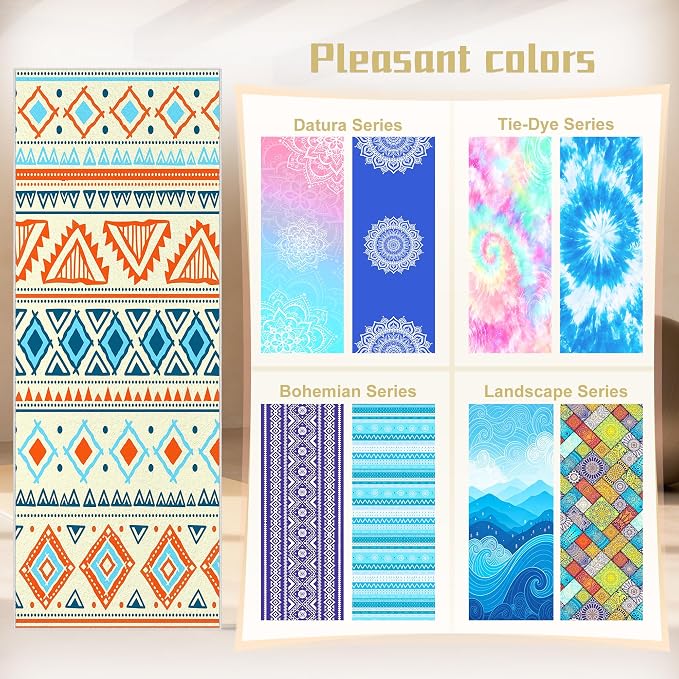 Yoga Towel,Absorbent Yoga Mat Towel for Hot Yoga Non Slip,Stylish Prints,Ideal for Workouts,Hot Yoga,Bikram,Pilates Equipment,72 x 27 in,Yellow