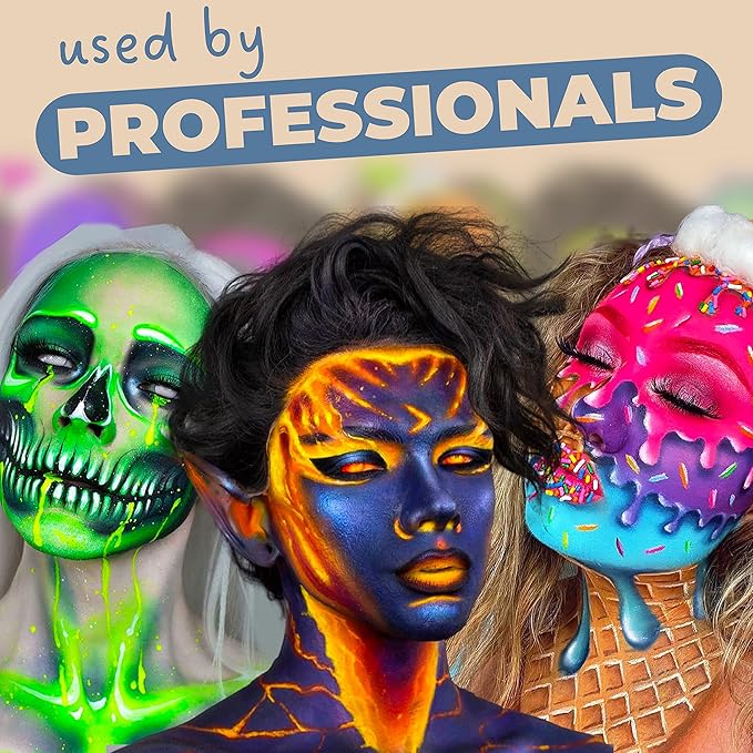 Blue Squid Face Paint Water Based Single Cake Professional Face Paint & Body Paint - Water Activated, Kids Adults Face Painting for Costume, Halloween Makeup, Cosplay - Classic Orange Face Paint 30g