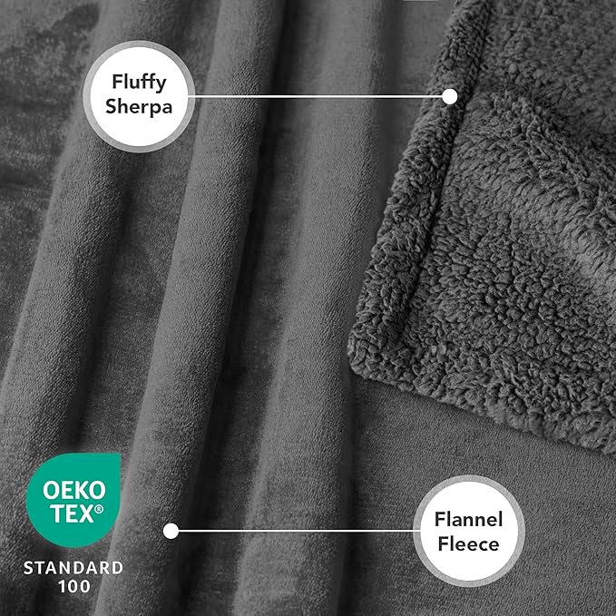 PetAmi Waterproof Dog Blanket for Large Dog Cat Pet, 60x80, Grey Sherpa | 460 GSM Sherpa Fleece Reversible, Pee Proof, Furniture Protector Cover for Couch Sofa Bed Kennel, Washable, Extra Large