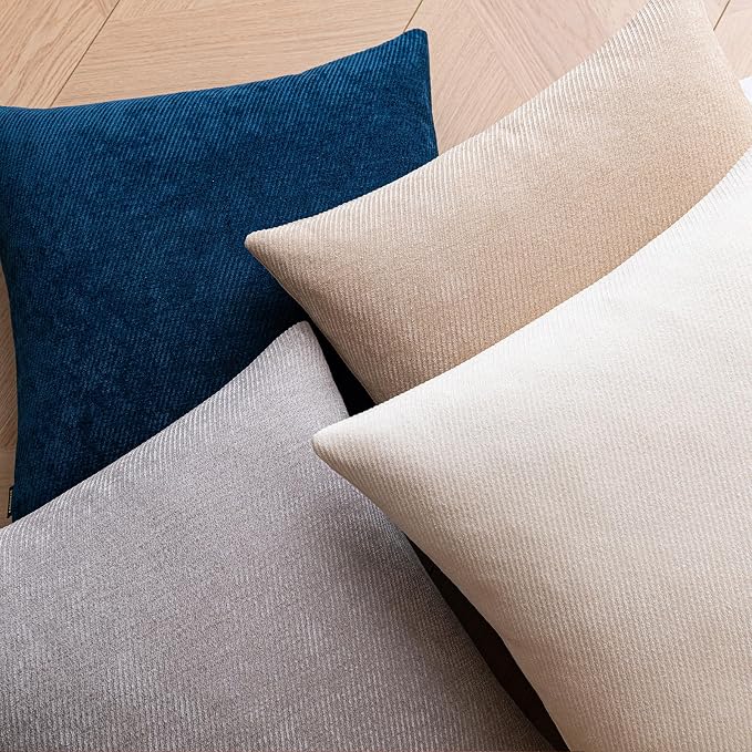 a moment Pack of 2 Decorative Throw Pillow Covers with Twill Cushion Covers for Sofa Living Room Couch Bed 12x20 Inch Blue