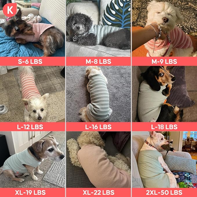 KYEESE 2Pack Waffle Dog Shirt for Small Dogs Striped Dog Sweater Tank Top | Cozy Warmth, Lightweight & Breathable, Gentle on Sensitive Skin, Stretchy & Free to Move, Comfortable Daily Wear