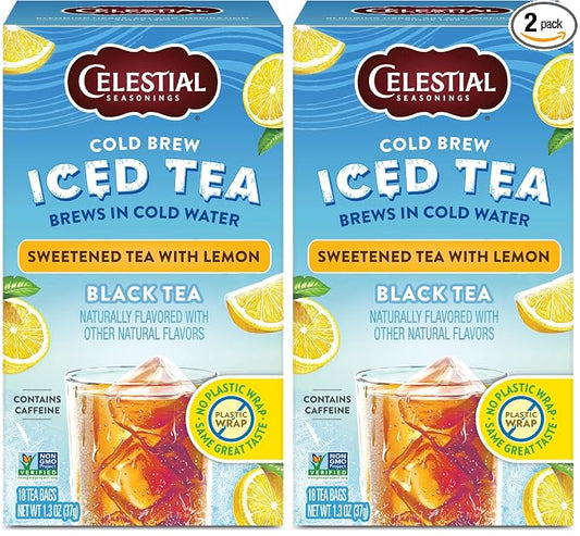 Celestial Seasonings Cold Brew Sweetened With Lemon, 18 Count (Pack of 2)