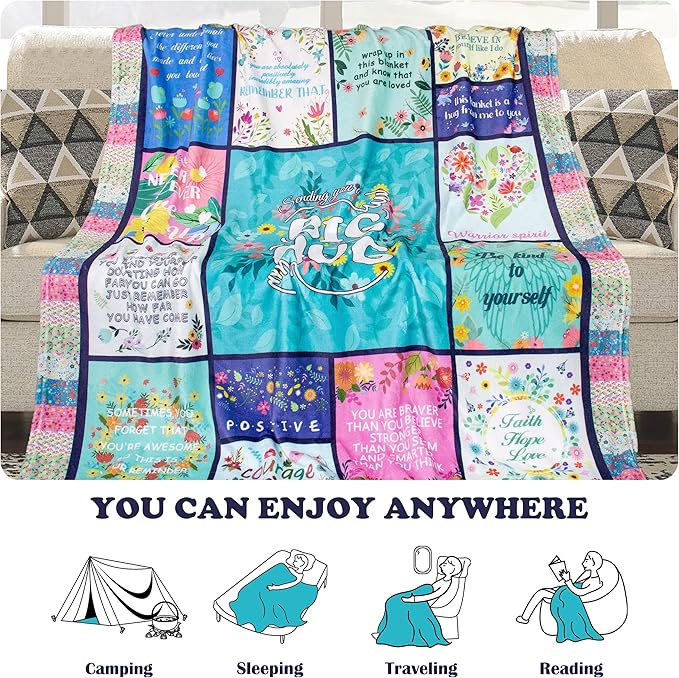 Get Well Gifts for Women, Inspirational Healing Blanket, Feel Better After Surgery Gifts, Soft Warm Hug Blanket Throw 60"x80"