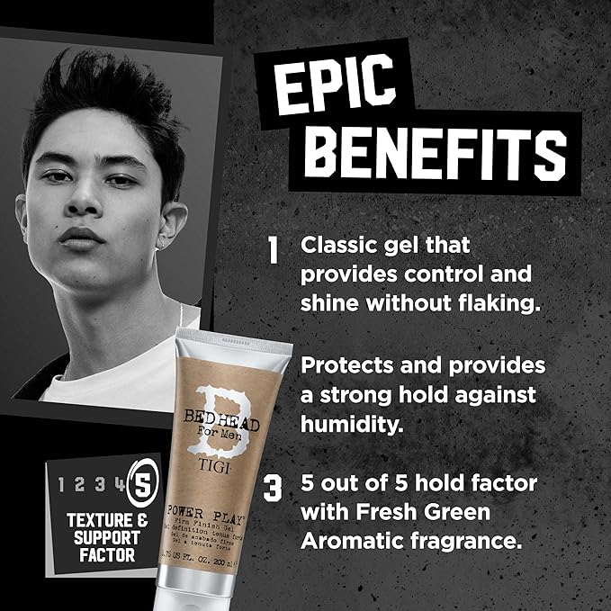 Bed Head for Men by TIGI Power Play Firm Finish Gel 6.76 Oz (Pack of 2)