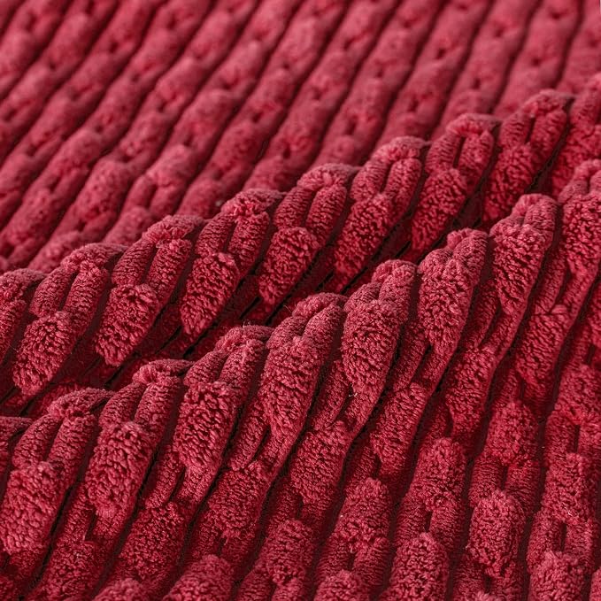Set of 4 Burgundy Decorative Throw Pillow Covers 16x16 Inch Corduroy Pillow Covers for Bed Couch Sofa Living Room Soft Square Cushion Cases