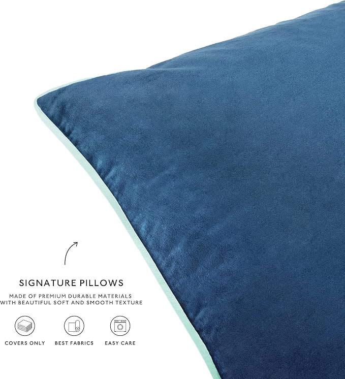 MONDAY MOOSE Decorative Throw Pillow Covers Cushion Cases, Set of 4 Soft Velvet Modern Double-Sided Designs, Mix and Match for Home Decor, Pillow Inserts Not Included (12x20 inch, Green/Blue)