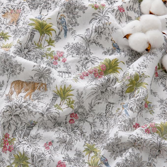 Viviland Cotton Blanket Muslin Blankets for Adult Reversible Flannel, Gifts for Women, Cozy and Soft for All Seasons, Home Decor Throw for Sofa, Chair, Tiger Yanina, 50x70 inches