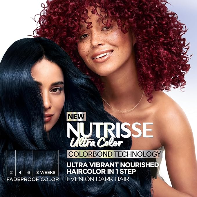 Garnier Hair Color Nutrisse Ultra Color Nourishing Creme, BR2 Dark Intense Burgundy (Passion Fruit) Red Permanent Hair Dye, 2 Count (Packaging May Vary)