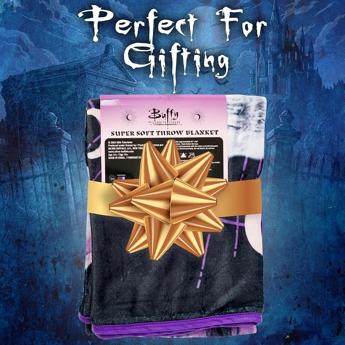 Silver Buffalo Buffy the Vampire Slayer Moon, Fleece Throw Blanket, 45x60in | The Chosen One, Phases, Soft and Cozy, 180 GSM