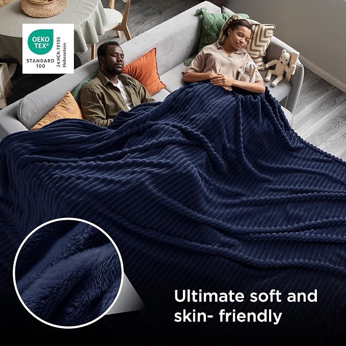 Bedsure Soft Large Fleece Blanket for Bed Navy Blue 120"x120" | Birthday Gifts for Women Mom Her, Warm Lightweight Cozy Fluffy Throw Blanket Sofa, Dorm Room Home Decor, Machine Washable