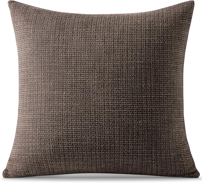 OTOSTAR Linen Throw Pillow Cover Set of 1 Decorative Square Pillowcases Cushion Covers 18x18 Inch for Home Decor Sofa Bedroom Car 45 x 45CM Dark Brown